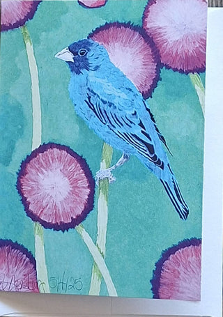 Indigo Bunting Blank Greeting Card