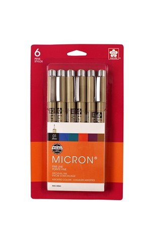 MICRON COLOR PEN 01 SET OF 6
