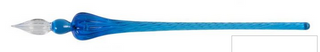 Round Glass Pens Spiral body. Blue