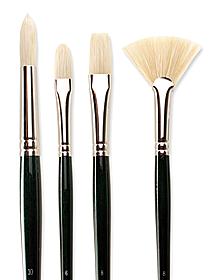 Winsor & Newton Hog Brushes Long Handle & Artist Oil Brush Flat 8