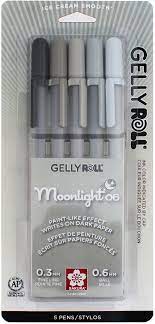 Gelly Roll Moonlight Pens Sets Set of 5 grays 58172