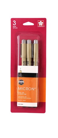 MICRON BLACK PEN 01 SET OF 3