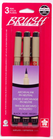 MICRON BRUSH BLACK PEN SET OF 3