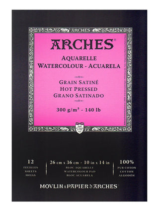 Watercolor Pad 10 in. x 14 in., hot pressed, 140 lb.