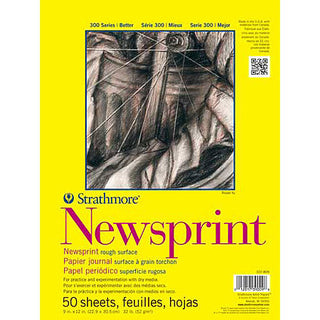 Strathmore 300 Series Newsprint Paper Pads rough, 50 sheets, 12x18in