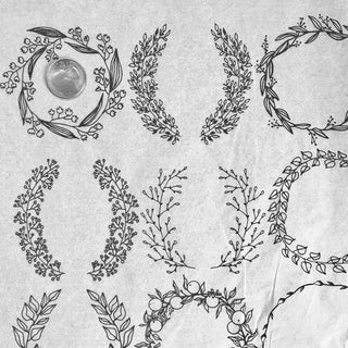 Floral Wreaths- Underglaze Transfer Sheet Black